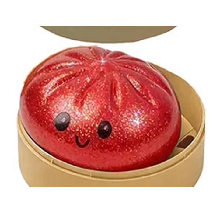 Bao rouge pailleté, dans son panier vapeur