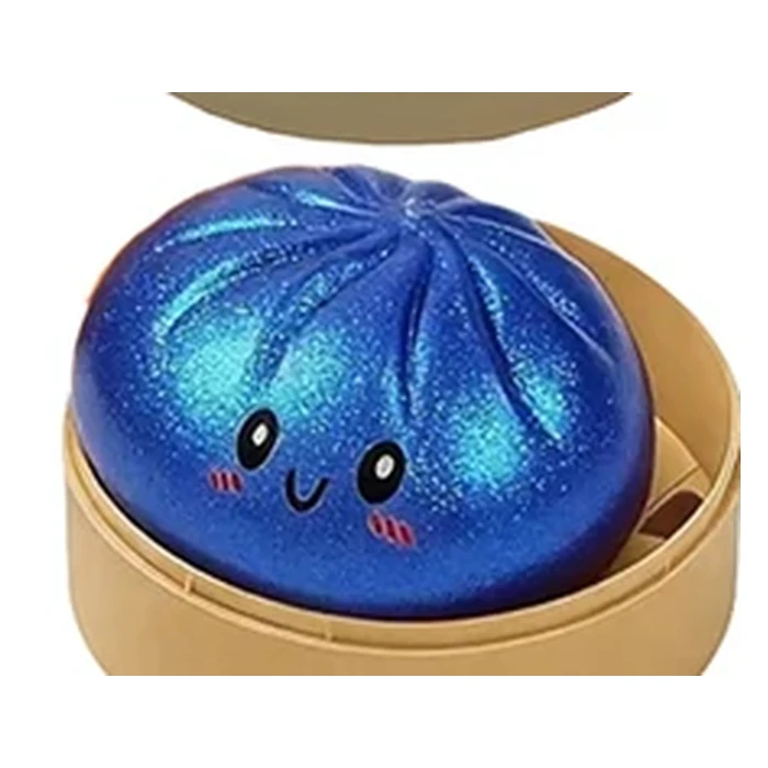 Bao bleu nuit constellé de paillettes, dans son panier vapeur